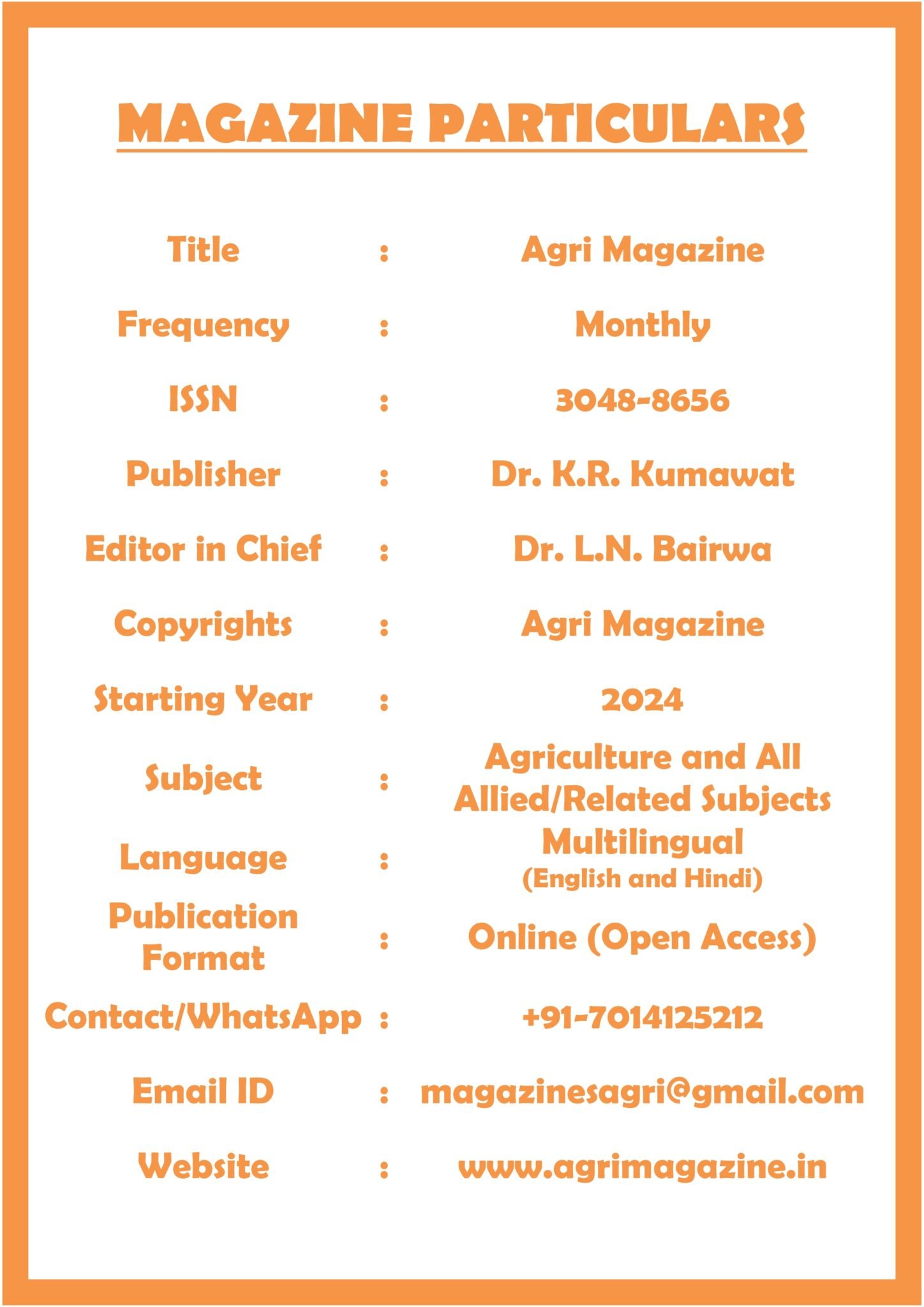 Agri Magazine – International E-Magazine for Agricultural Articles